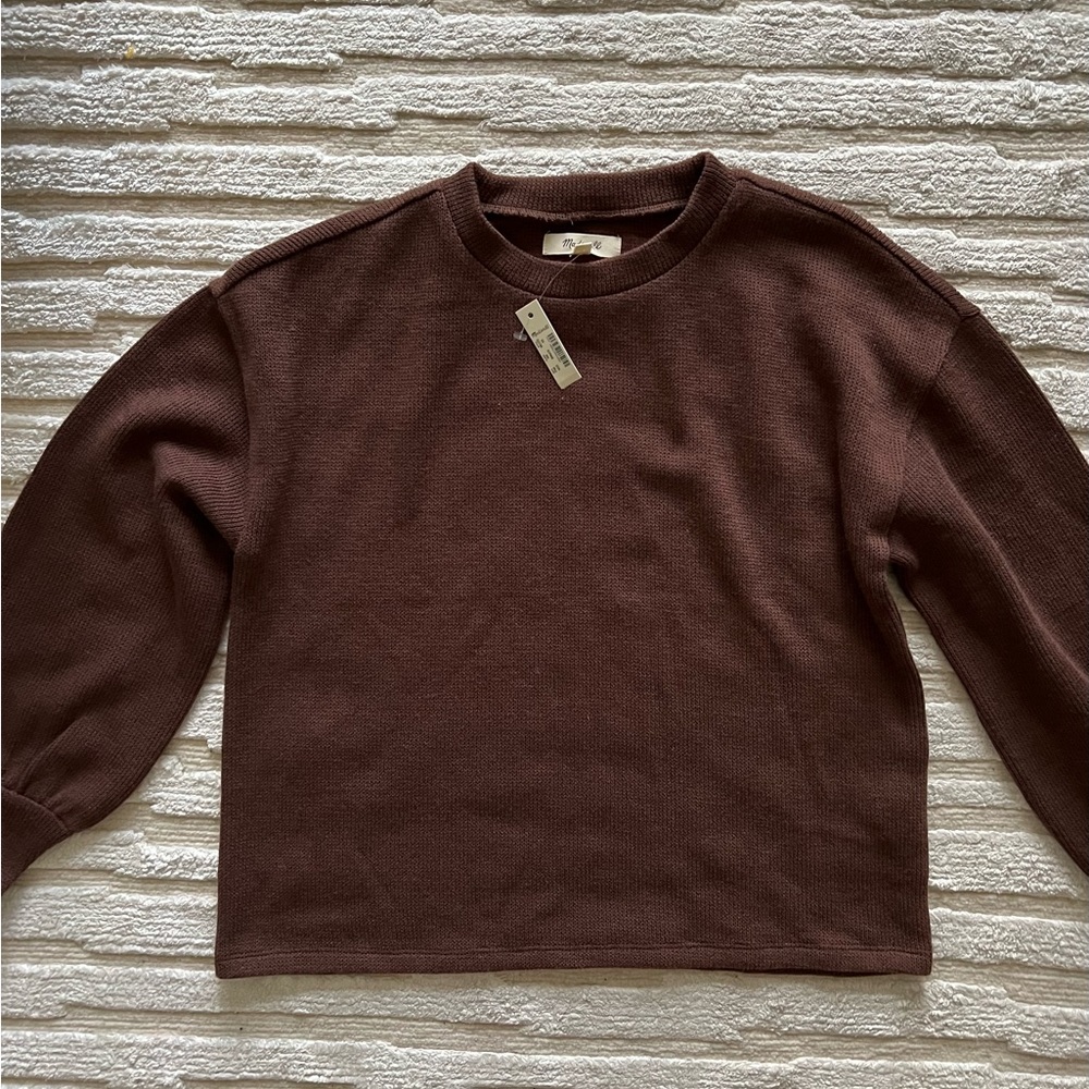 Madewell Brushed Knit Puff-Sleeve Top